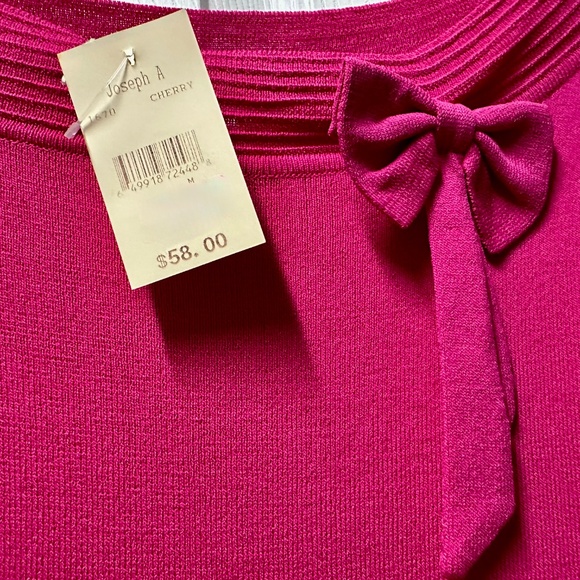 Joseph A Fuchsia Pink 3/4" Sleeve Elegant Women's Top With Bow Size M NWT - Picture 3 of 14